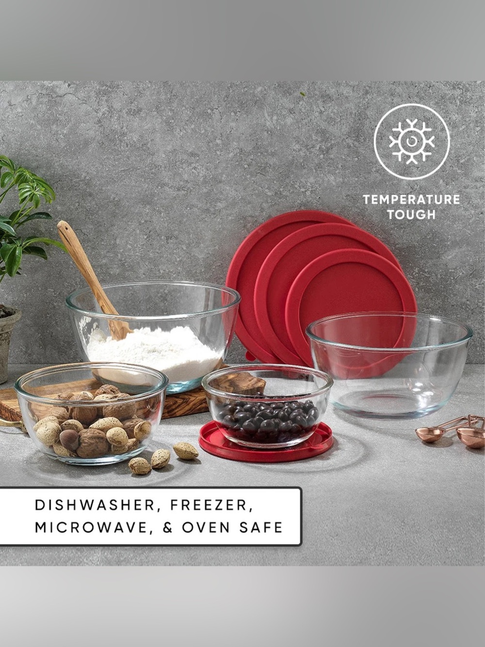 NEW IN BOX - JoyJolt Glass Bowls and Lids, 4 Piece Set